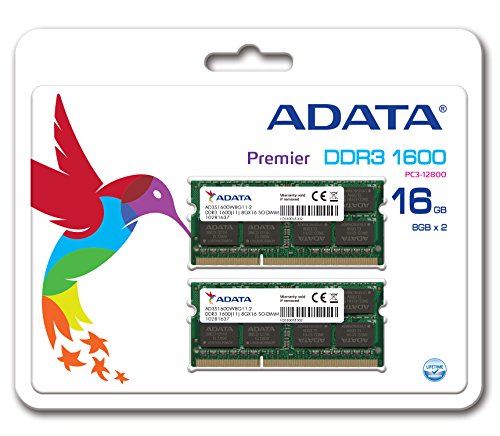 ADATA Premier 16 GB (2 x 8 GB) DDR3-1600 SODIMM CL11 Memory